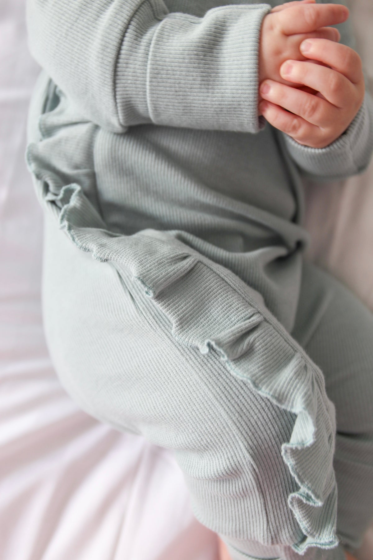 Mint Frill Zip Romper – Ultra Soft  with Convertible Feet &amp; Hands
