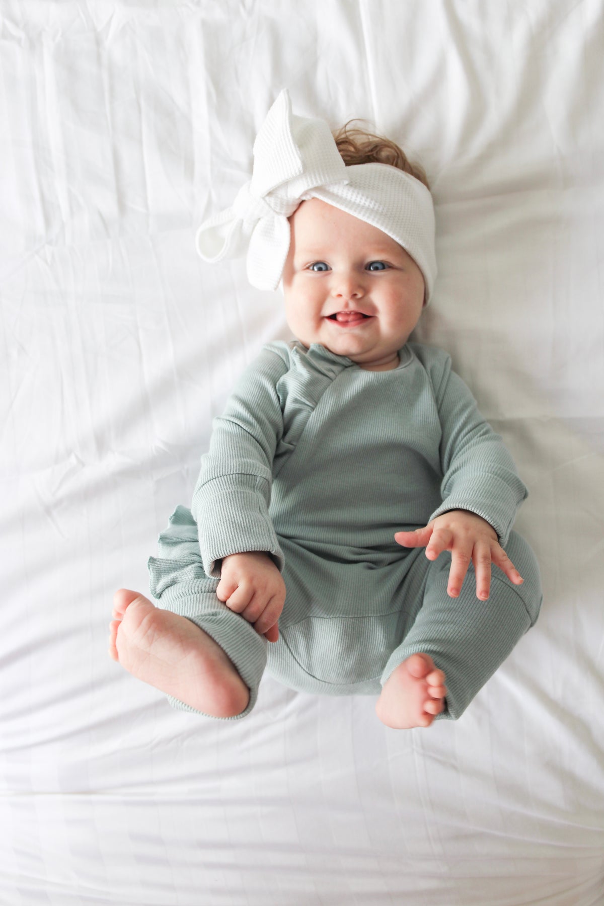 Mint Frill Zip Romper – Ultra Soft  with Convertible Feet &amp; Hands