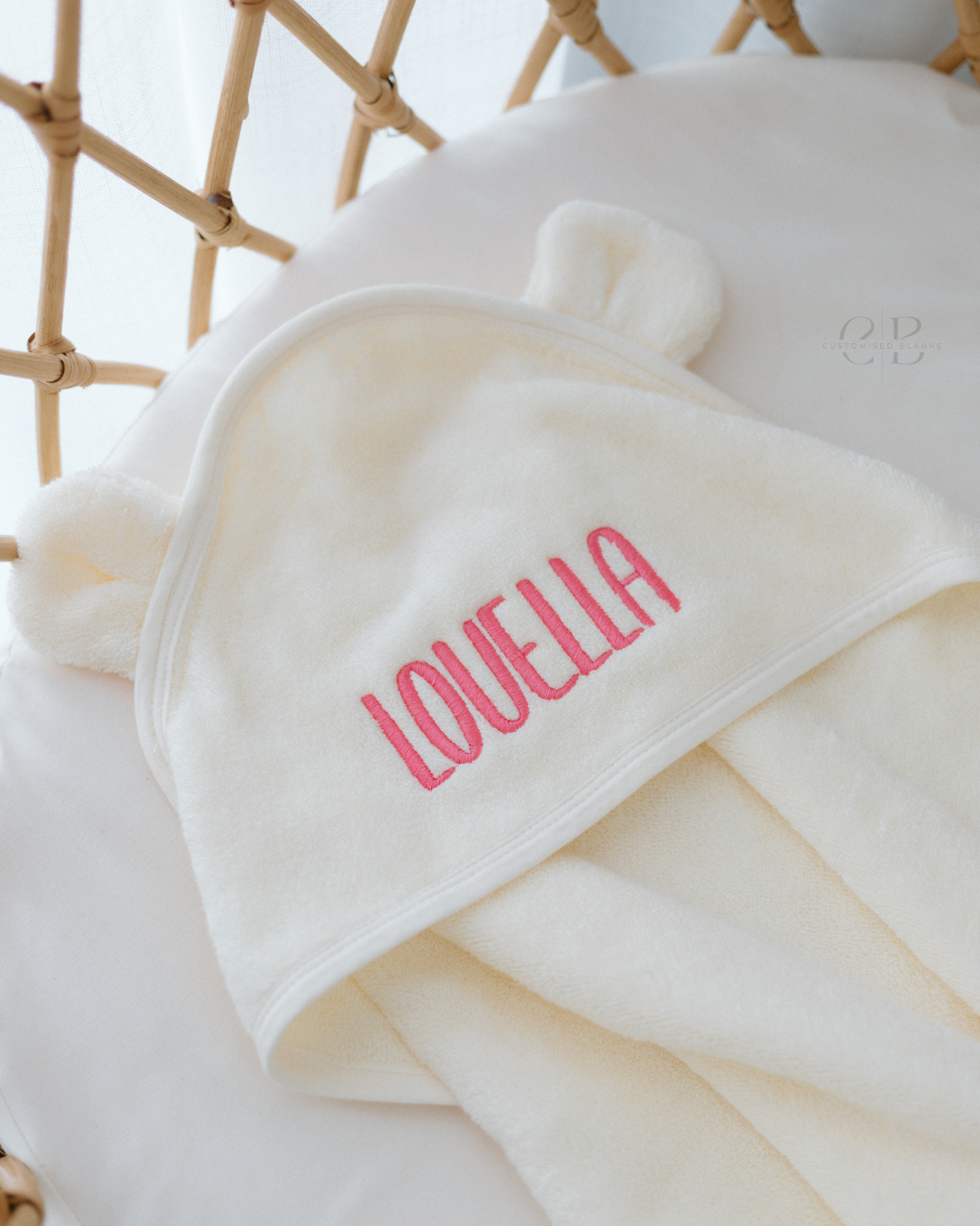 100% Organic Cotton Baby Hooded Towel - Personalised