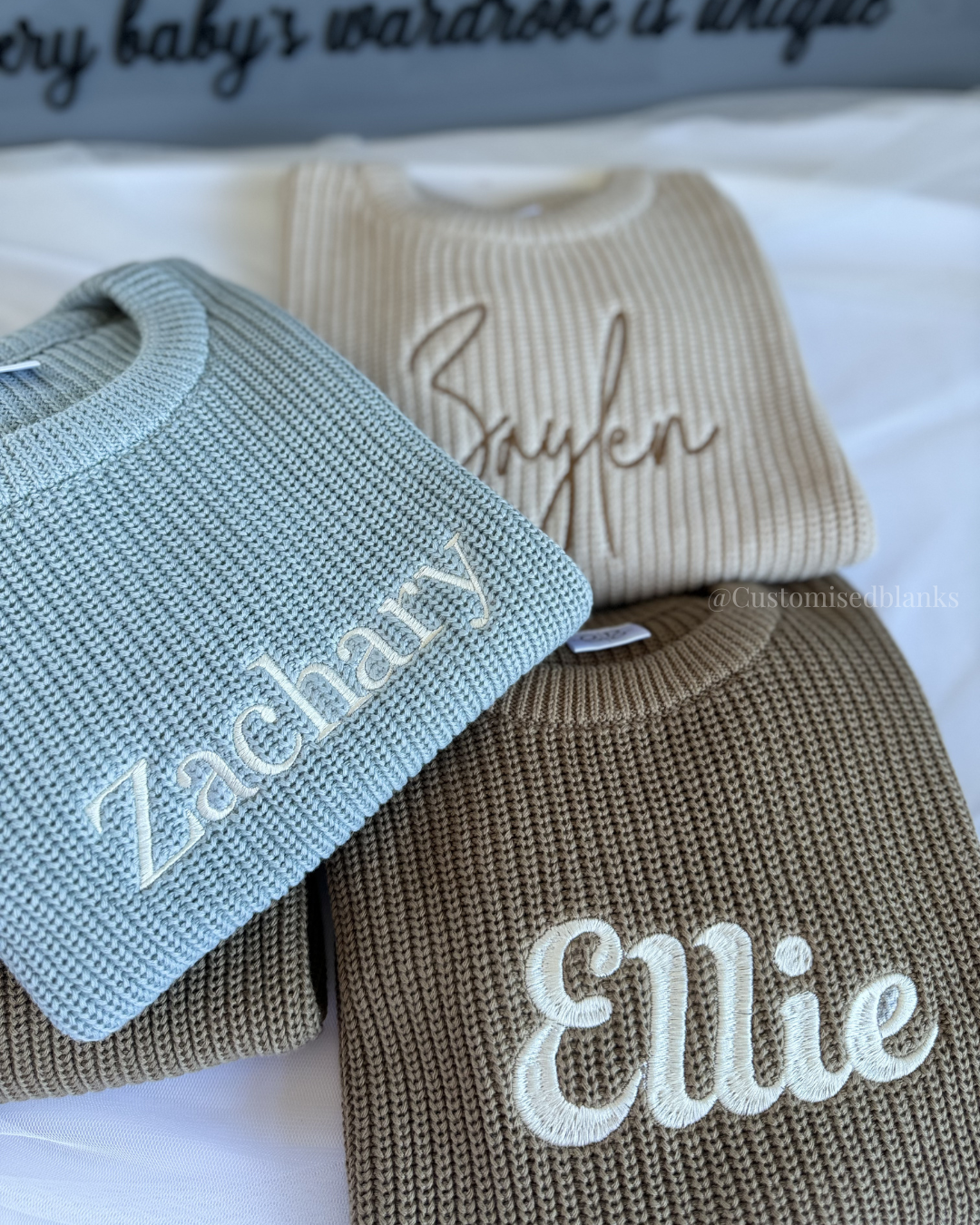 Personalised Oversized Beige Knitted Sweater