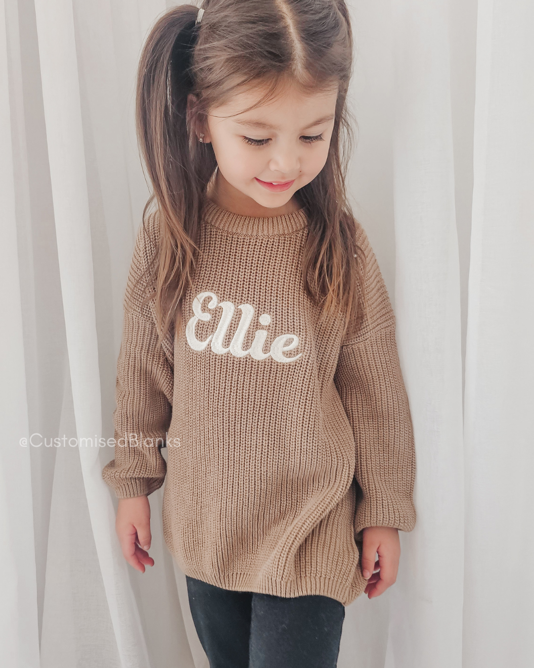 Personalised Oversized Brown Knitted Sweater