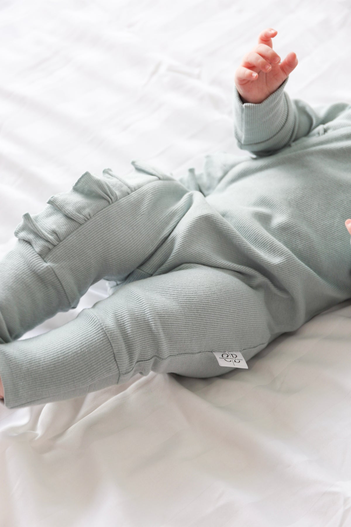 Mint Frill Zip Romper – Ultra Soft  with Convertible Feet &amp; Hands