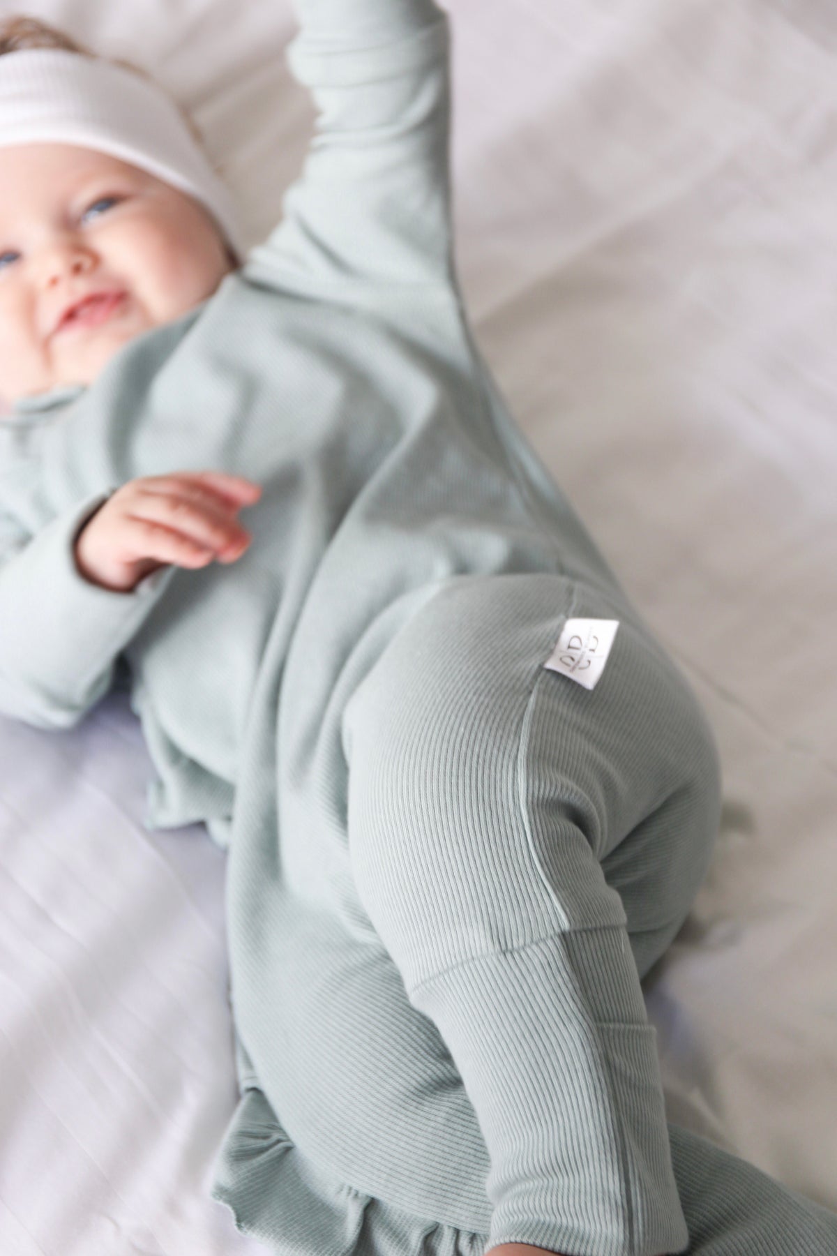Mint Frill Zip Romper – Ultra Soft  with Convertible Feet &amp; Hands