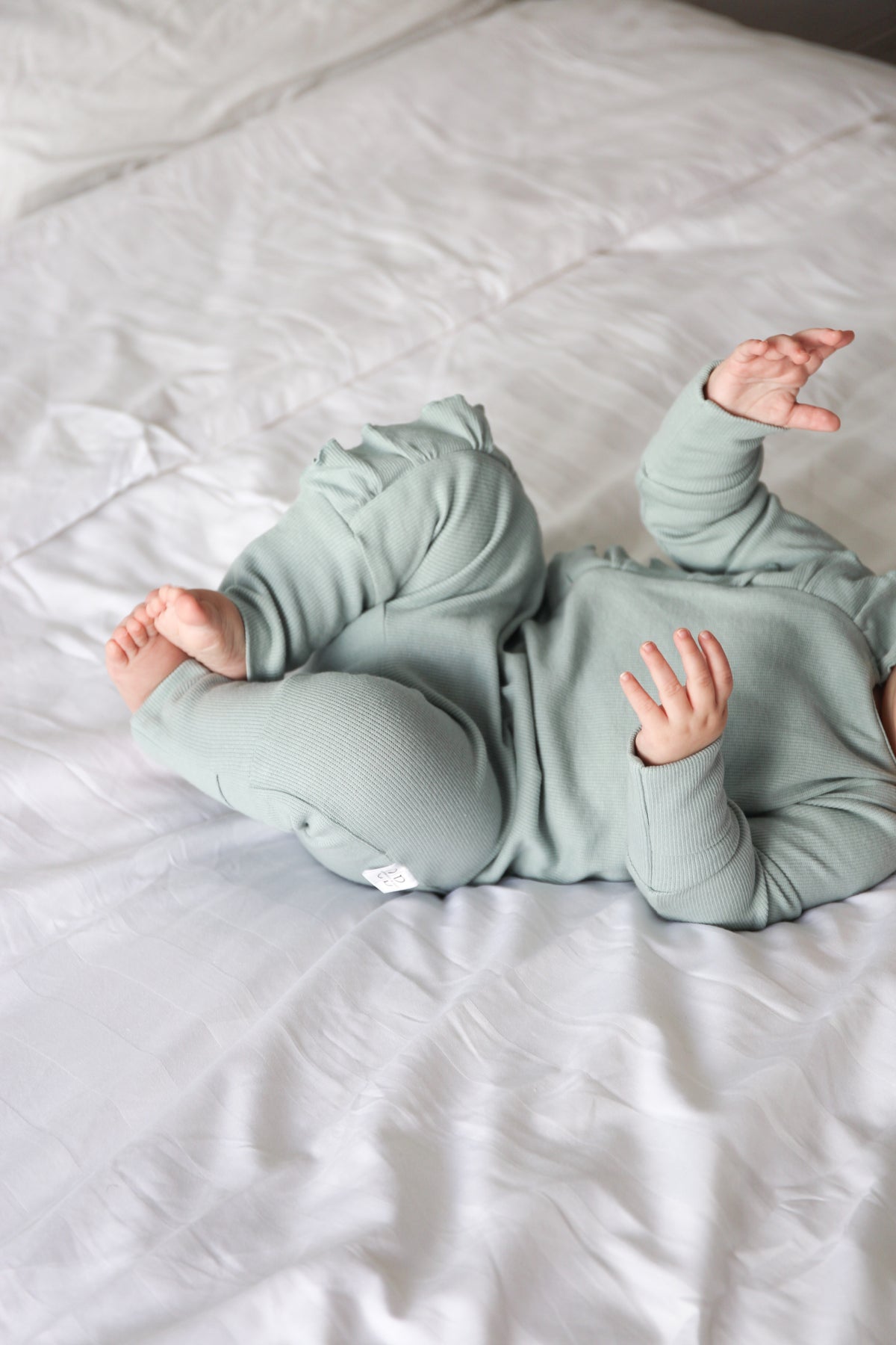 Mint Frill Zip Romper – Ultra Soft  with Convertible Feet &amp; Hands