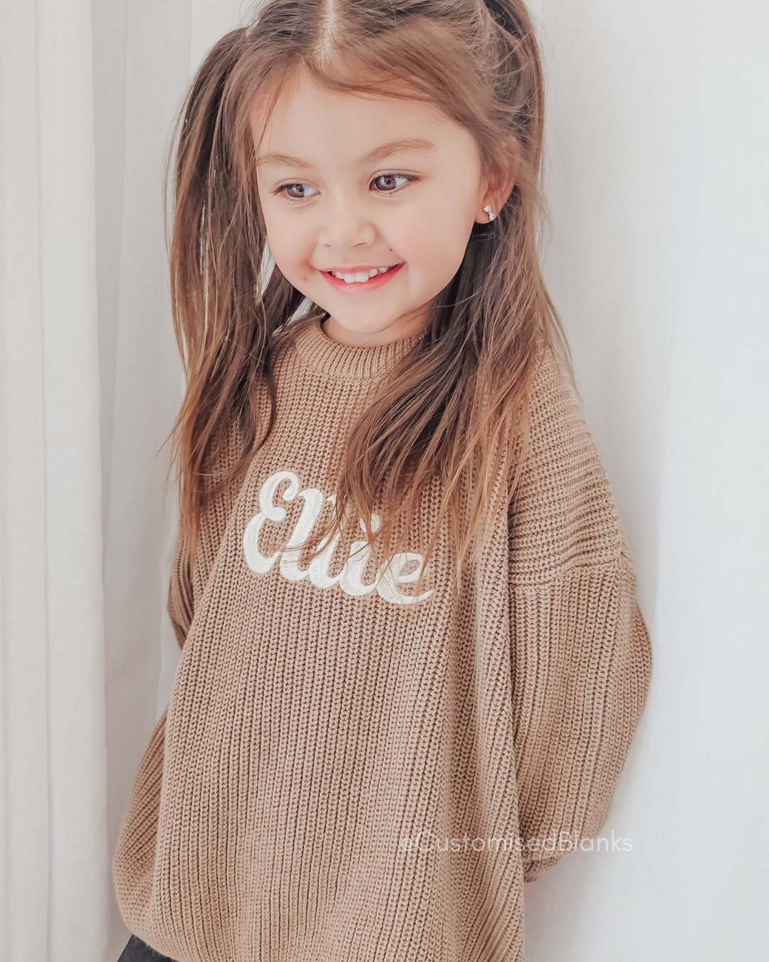 Personalised Oversized Brown Knitted Sweater